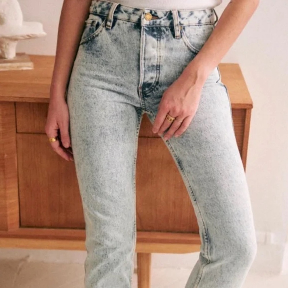 Sezane Denim Brut Sexy Bleach Edge Blue Size 28